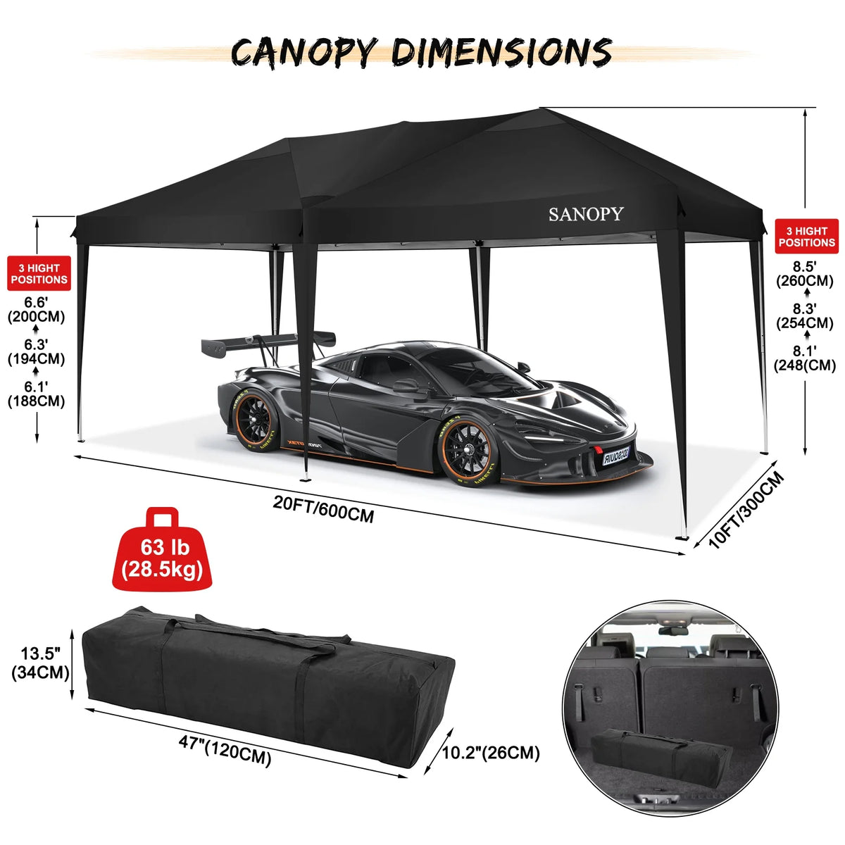 10' x 20' Pop Up Canopy Tent with Carrying Bag K852829