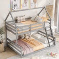 Gray Twin over Full Bunk Bed with Built-in Ladder Q935
