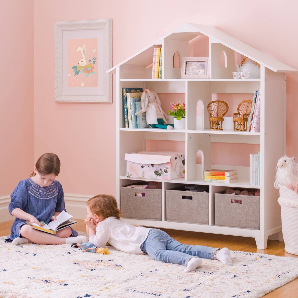 Kids Dollhouse Bookcase White L362513