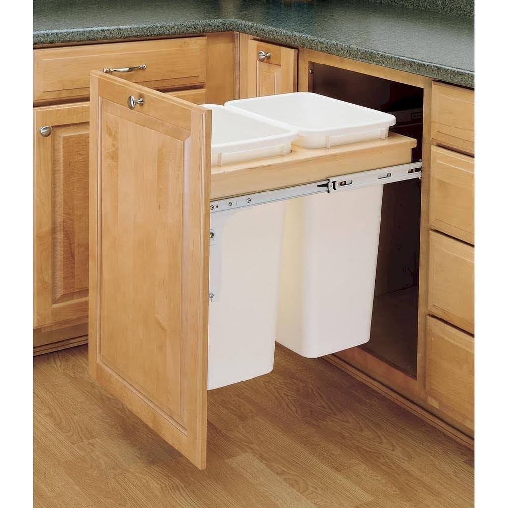Double 50 Quart Top Mount White Waste Container N399