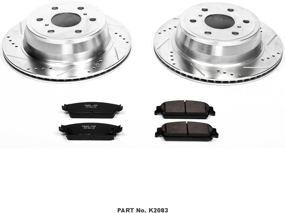 Rear Z23 Carbon Fiber Brake Pads with Drilled & Slotted Brake Rotors Kit T37007