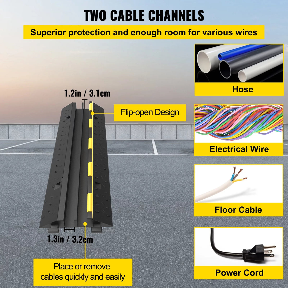 2 Channel 2 Pack Rubber Cable Protector Ramp Y575337