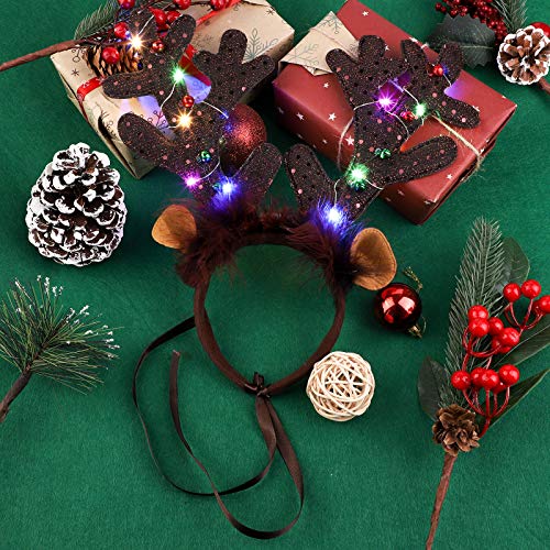 2 Pack Light Up Christmas Reindeer Headbands E873