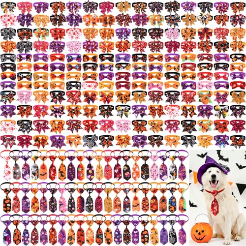 240 Pcs Christmas Dog Bow Ties Collars Set I87635