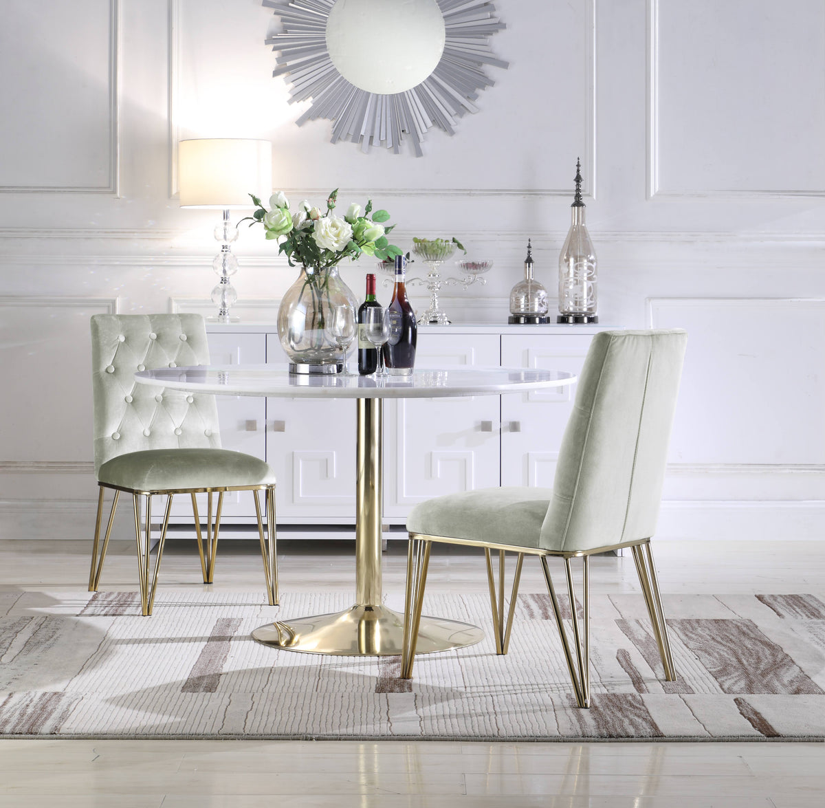 Navy Velvet Tufted Dining Chair Set of 2 G397117