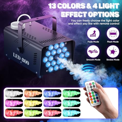 800W Fog Machine with 13-Color LED Effects N220120