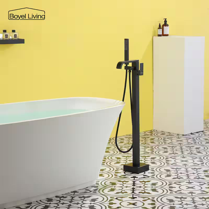 Single Handle Freestanding Bathtub Faucet with Handheld Shower Matte Black Q8813