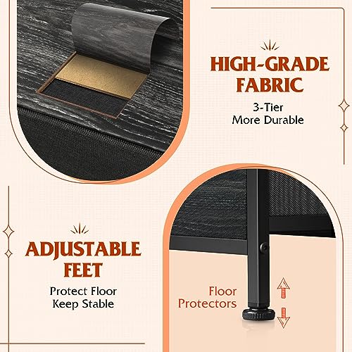 Charcoal Black 5 Drawer Fabric Dresser A984