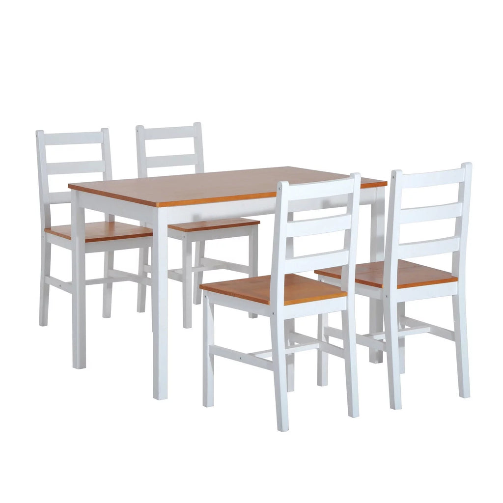 5 Piece Solid Pine Wood Table and High Back Chair Dining Set F29164