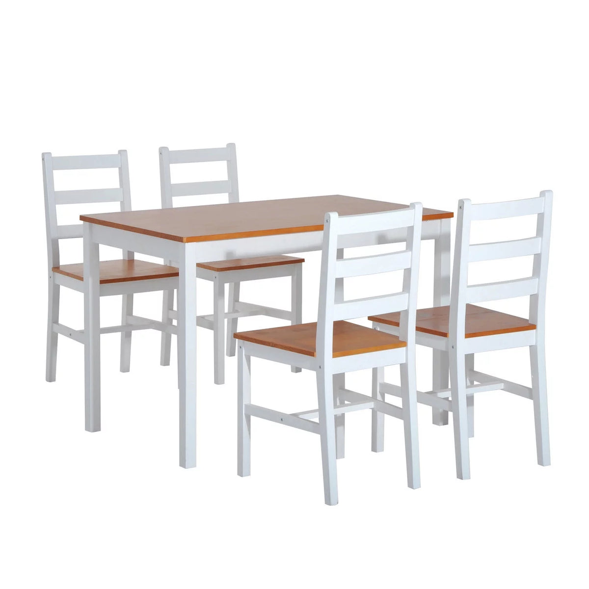 5 Piece Solid Pine Wood Table and High Back Chair Dining Set F29164