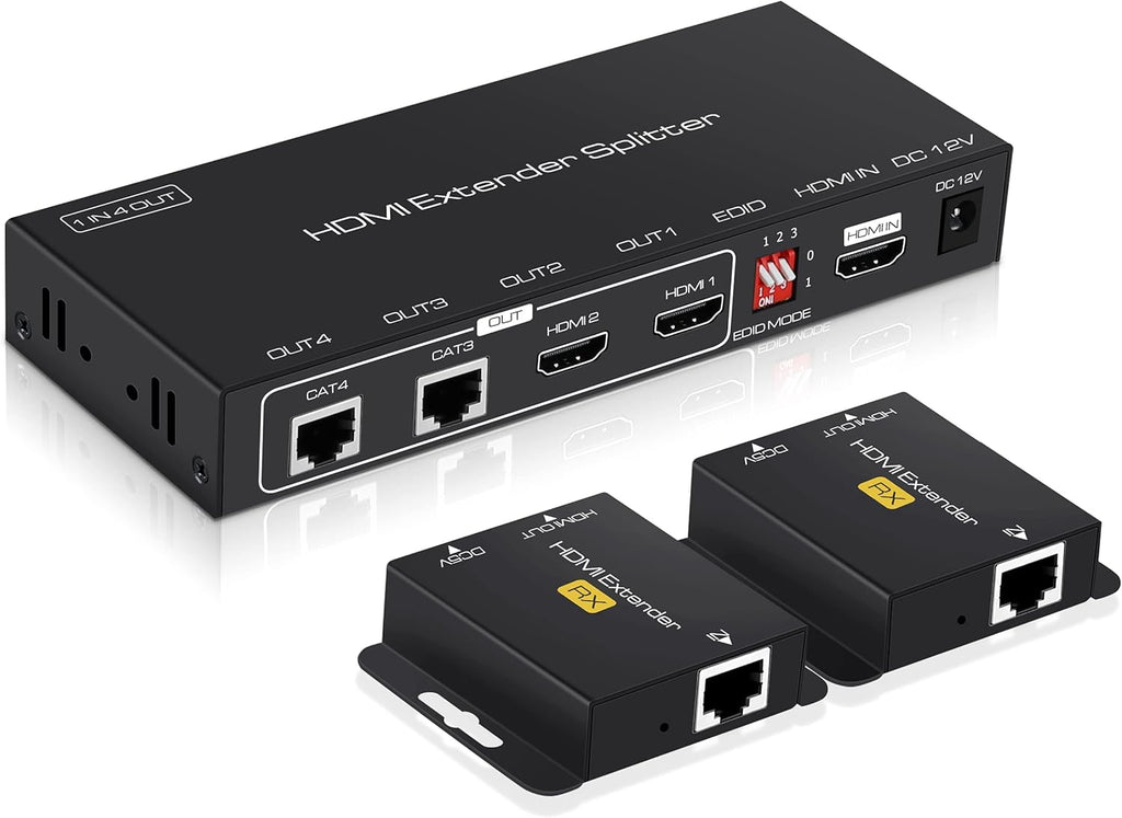 1X2 HDMI Extender Splitter 165ft with 2 HDMI Local Loop-Out, 1080P@60Hz, Pack of 2 X1918