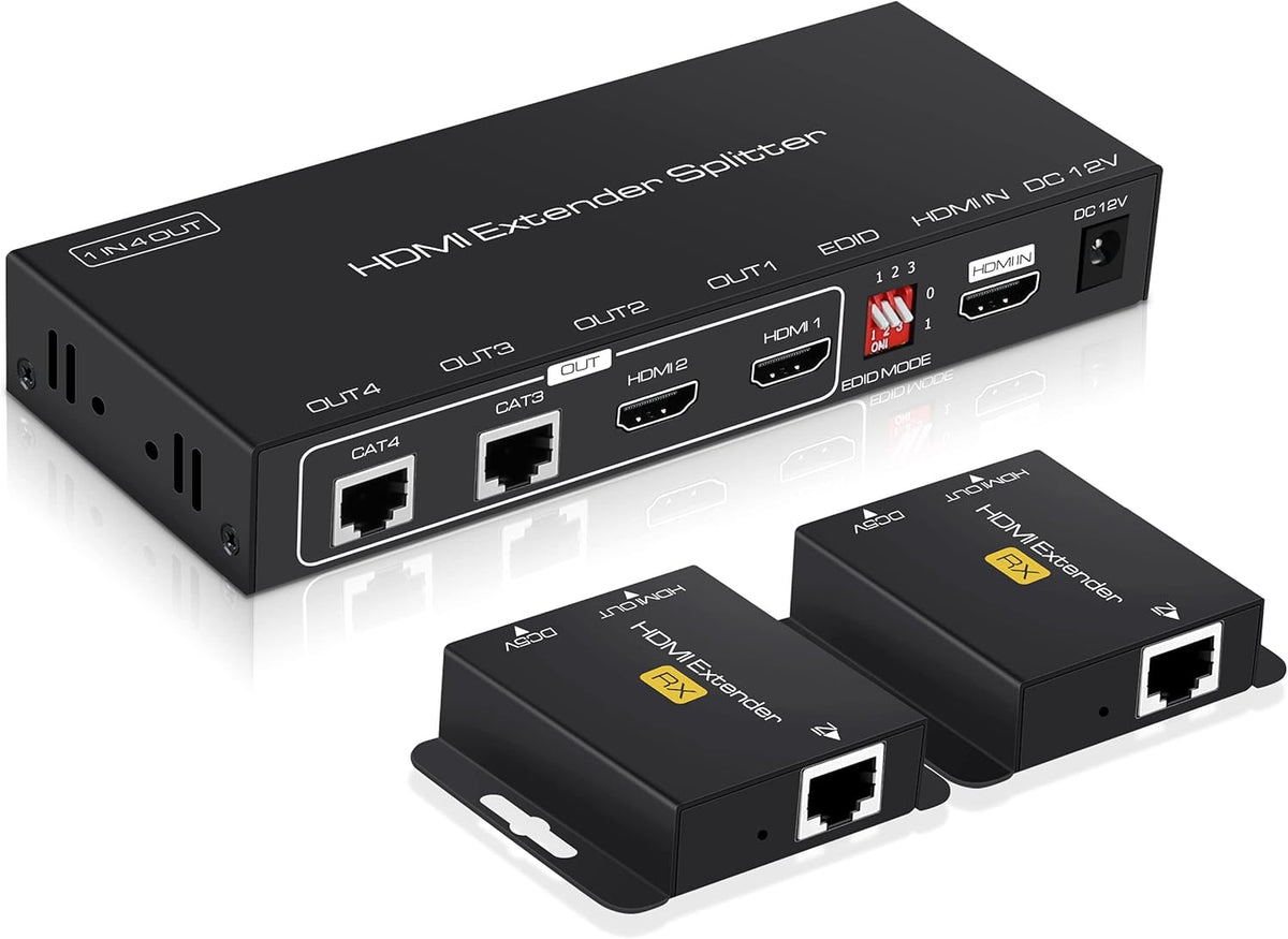 1X2 HDMI Extender Splitter 165ft with 2 HDMI Local Loop-Out, 1080P@60Hz, Pack of 2 X1918