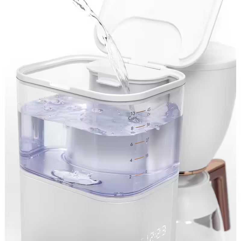 Matte White 10 Cup Drip Coffee Maker with Glass Carafe D104