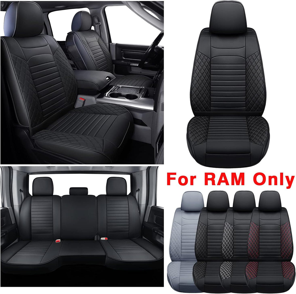 Black Waterproof Faux Leather Front Seat Covers C96354