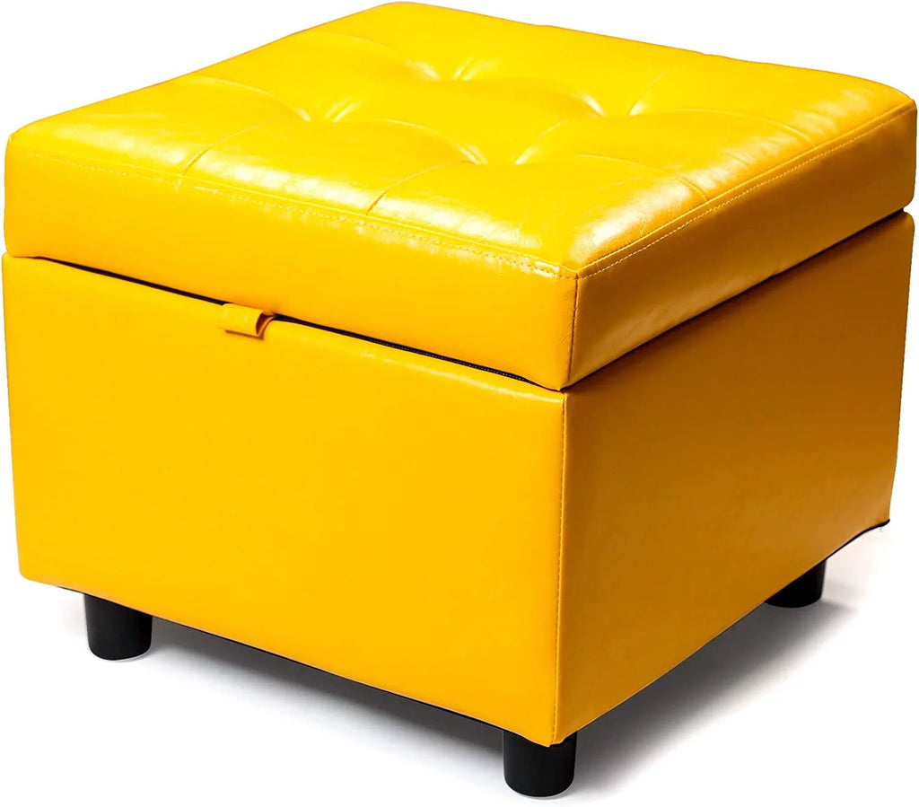 Tufted Leather Storage Ottoman D418176