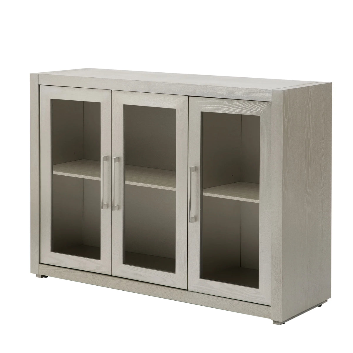 Wood Storage Cabinet with Three Tempered Glass Doors and Adjustable Shelf G81850