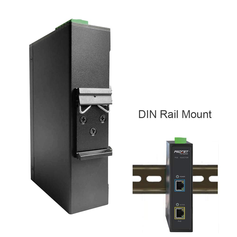 Industrial Gigabit DIN Rail PoE Injector Adapter 95W 55V Metal Case U7035