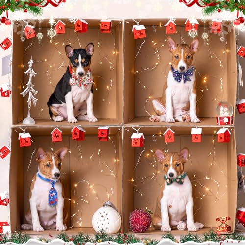 240 Pcs Christmas Dog Bow Ties Collars Set I87635