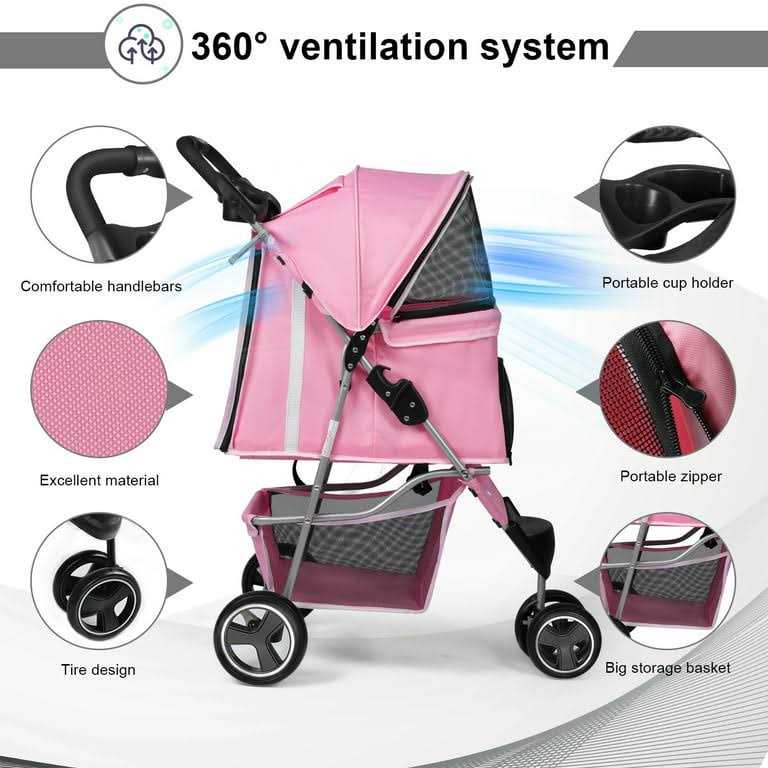 4 Wheels Foldable Pet Dog Stroller with Cup Holder U61843