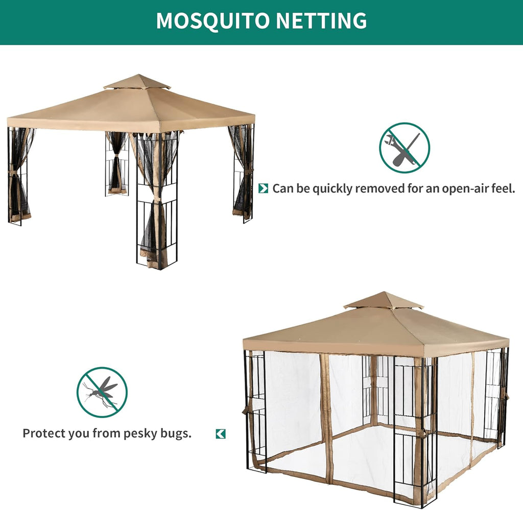 10x10 Steel Canopy with Mosquito Netting T297816