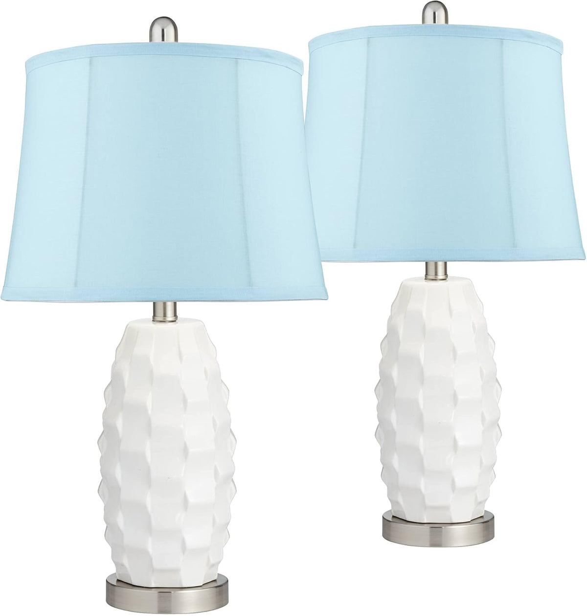 White Ceramic LED Table Lamps Set of 2 B69633