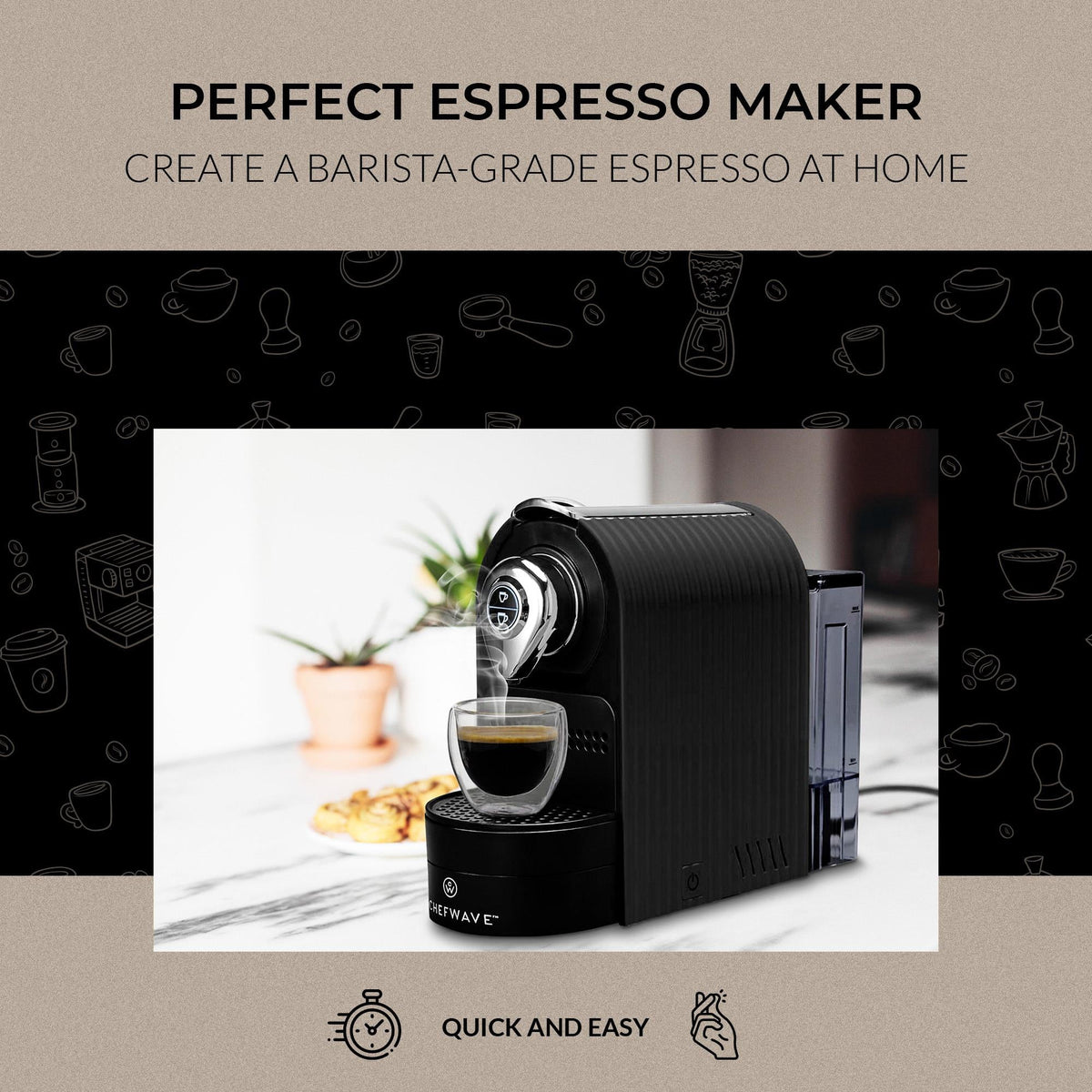Espresso Machine for Nespresso Capsules with Holder and Cups I87713