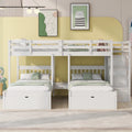 White Wood Triple Bunk Bed with Guardrails T749020