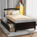 Black Twin Wood Storage Bed Frame with 2 Drawers and Headboard O45161