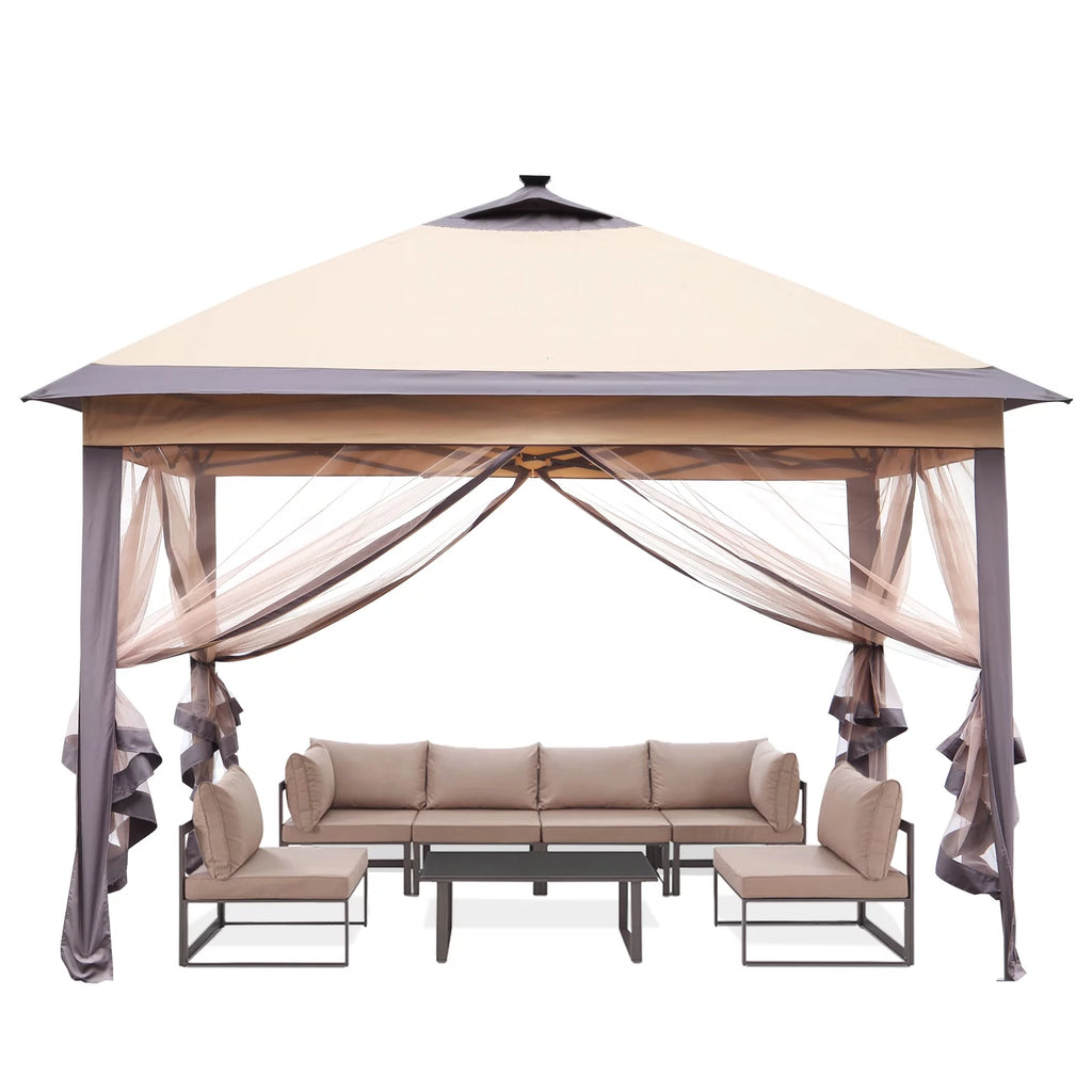 11 x 11 ft Pop up Gazebo Canopy with Mosquito Netting & Carrying Bag, Navy Blue A89841