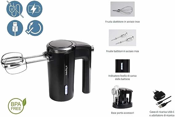 Rechargeable Hand Mixer Black 50W B348