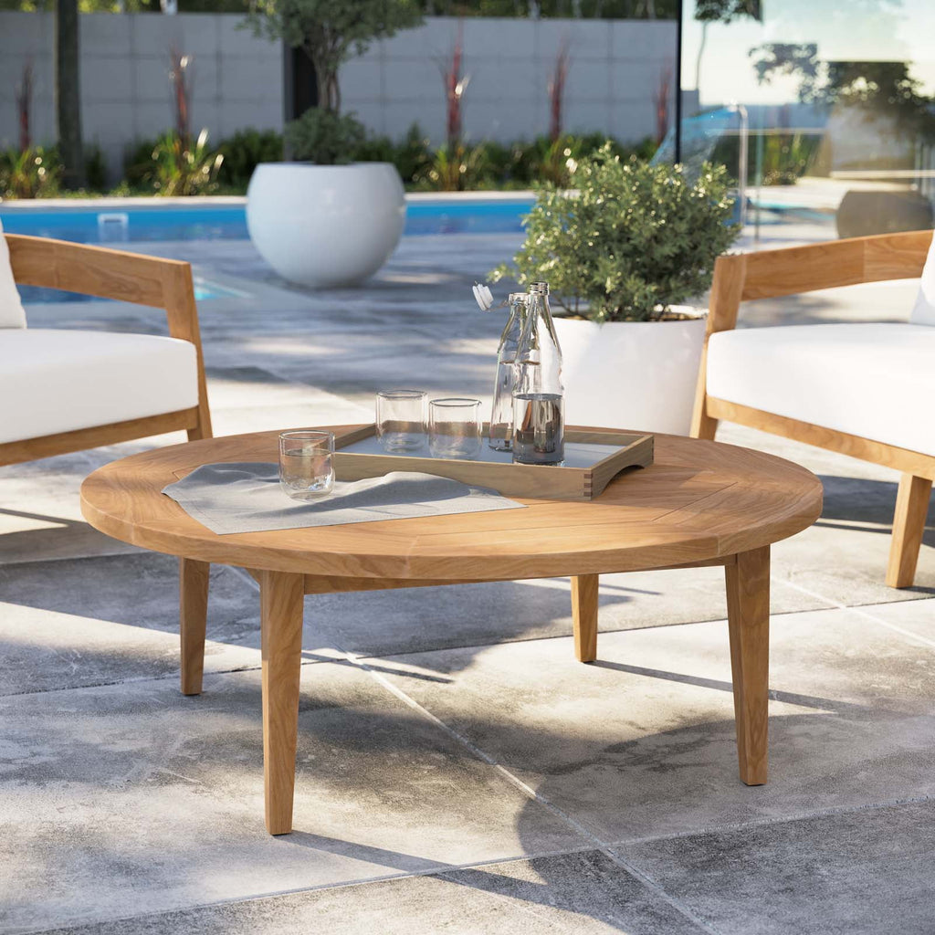 Round Teak Wood Coffee Table J103441