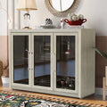 Wood Storage Cabinet with Three Tempered Glass Doors and Adjustable Shelf G81850