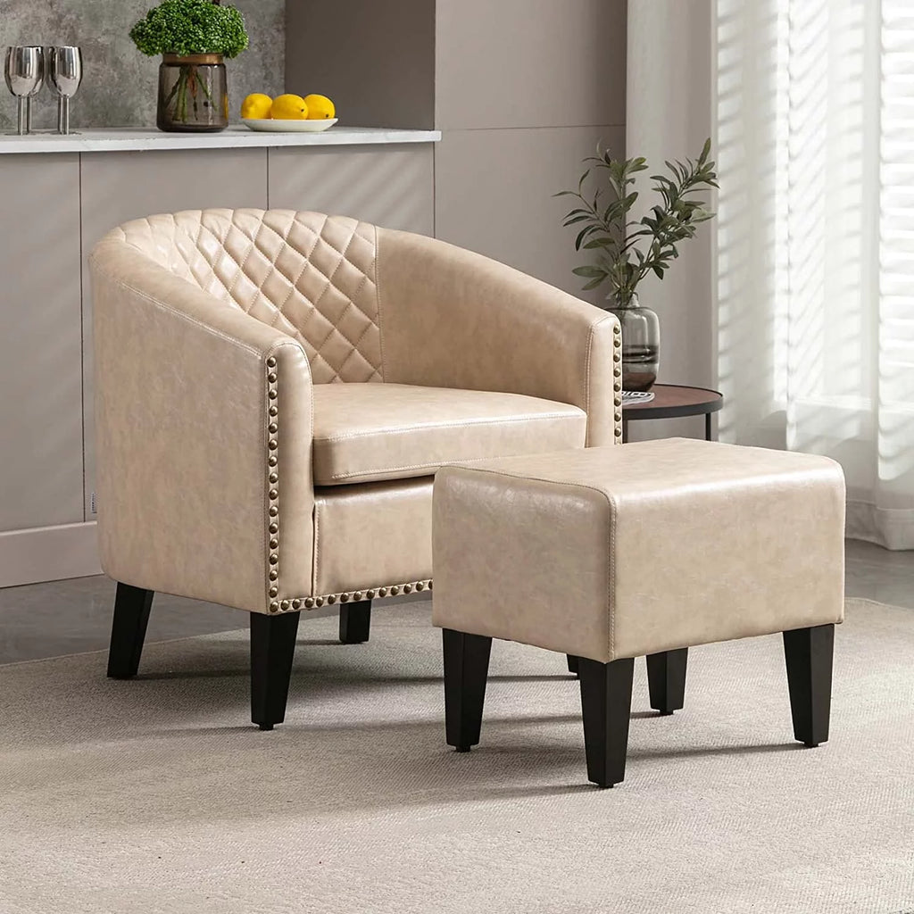 Leather Club Chair with Ottoman G968605