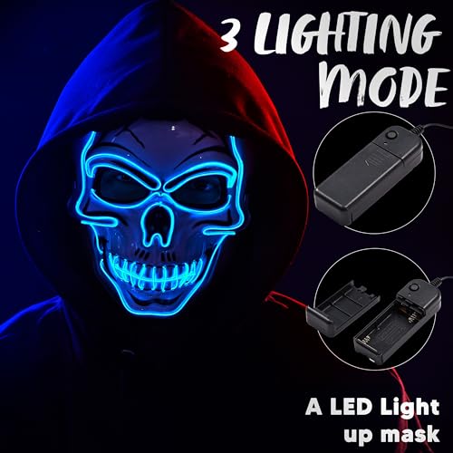 Halloween LED Skull Mask with Light Up Gloves I222