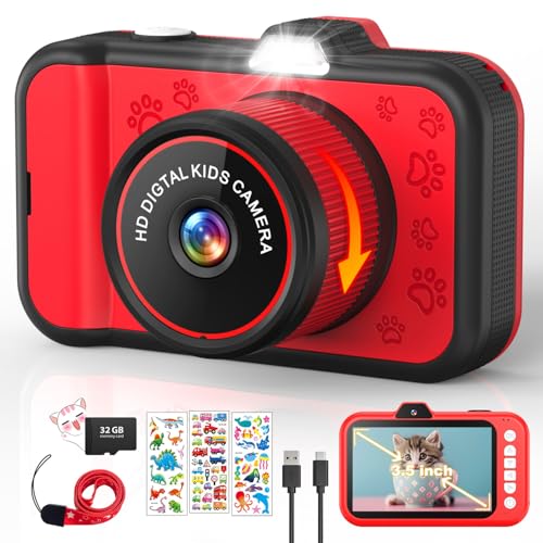 Kids Digital Camera with Rotating Zoom Lens, 3.5” Screen, 1080P, 32GB Card P820