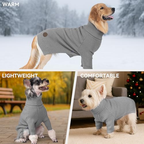 Dog Christmas Sweater Turtleneck Soft Knitted Long Sleeves Burgundy 2XL M858670