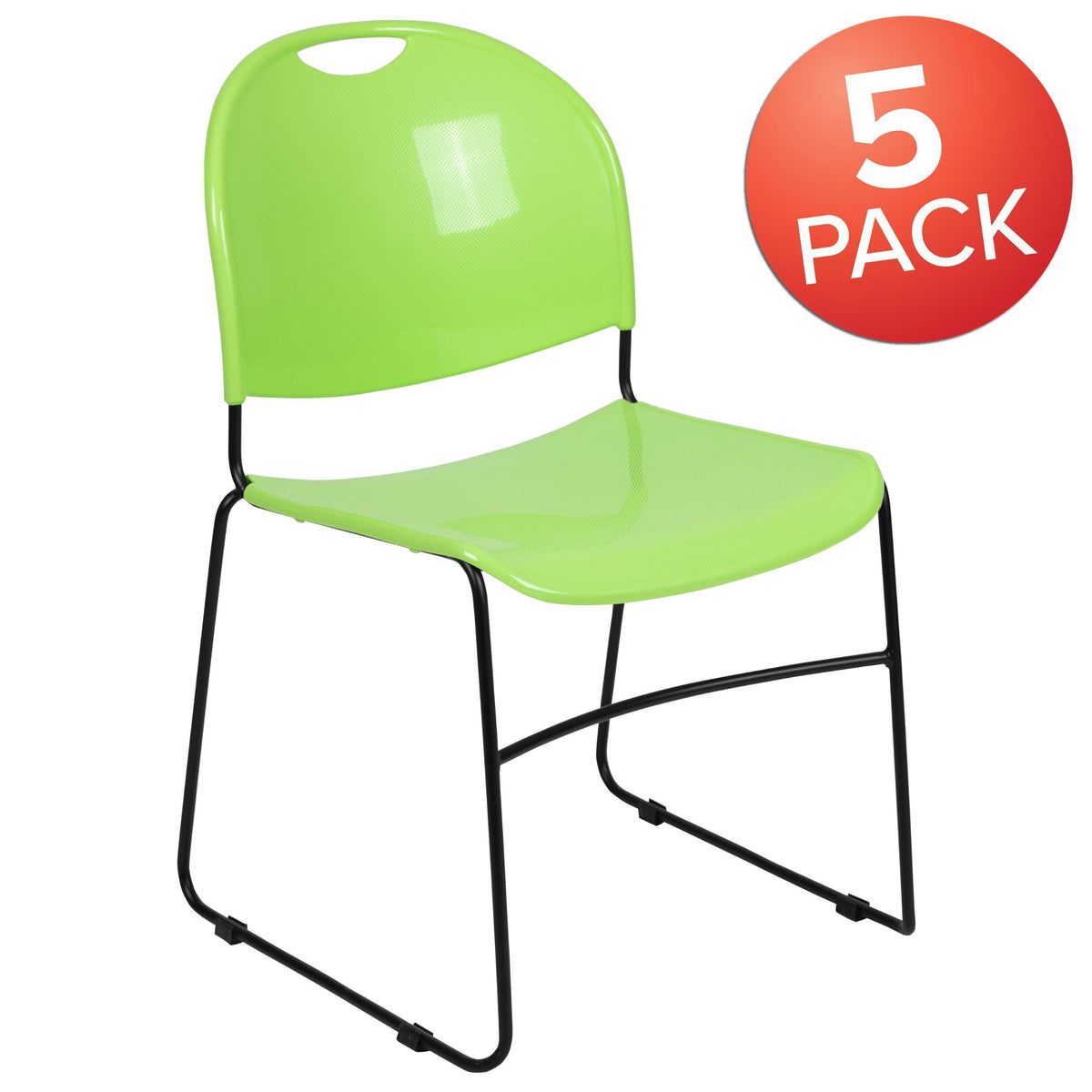 Green Ultra-Compact Stack Chair with Black Powder Coated Frame U16163