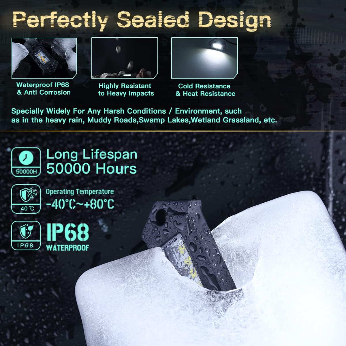 White LED Rock Lights IP68 Waterproof 12Pods F274093