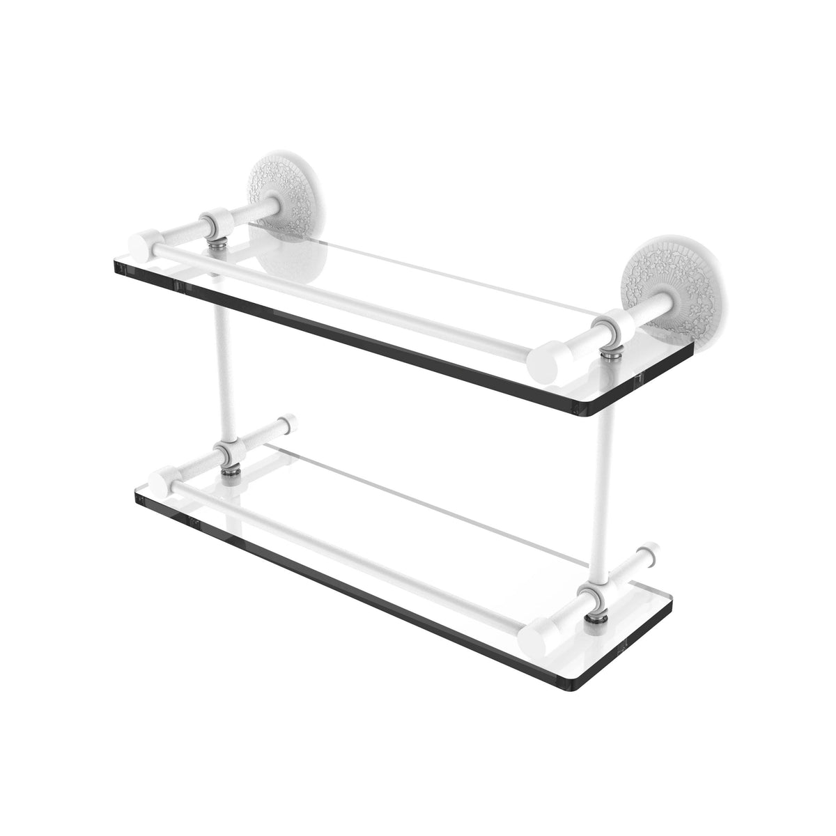 22-inch Double Glass Shelf with Gallery Rail Polished Nickel X414
