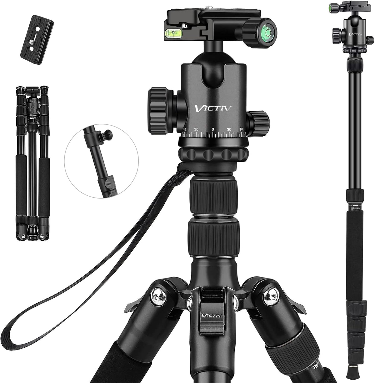 Compact Aluminum Camera Tripod with 360 Degree Ball Head D36095