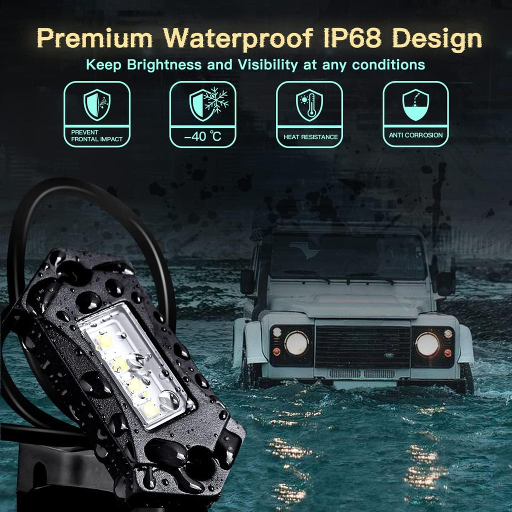 White LED Rock Lights IP68 Waterproof 12Pods F274093