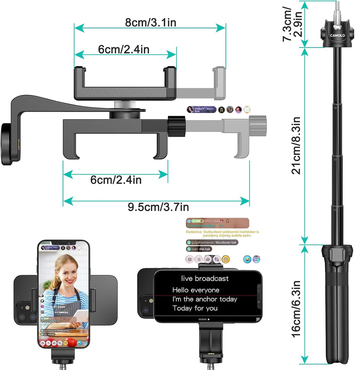 Phone Tripod Mount Teleprompter for Smartphone R9664