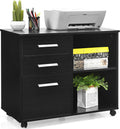 Black 3 Drawer Mobile File Cabinet with Wheels Z80543