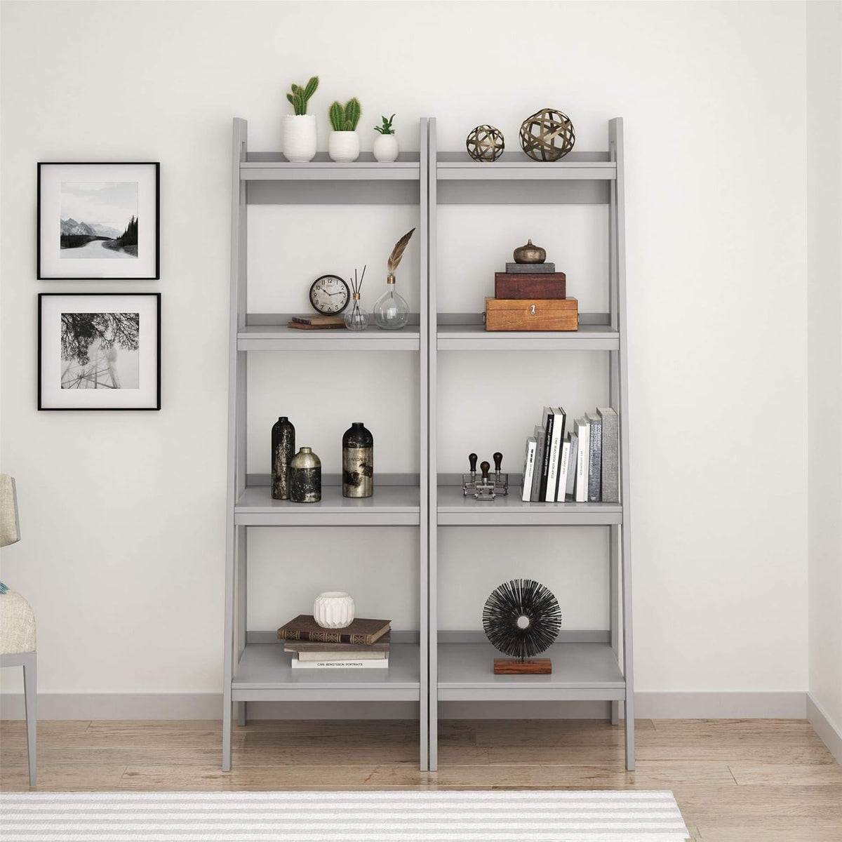 Black 4 Shelf Ladder Bookcase F51123