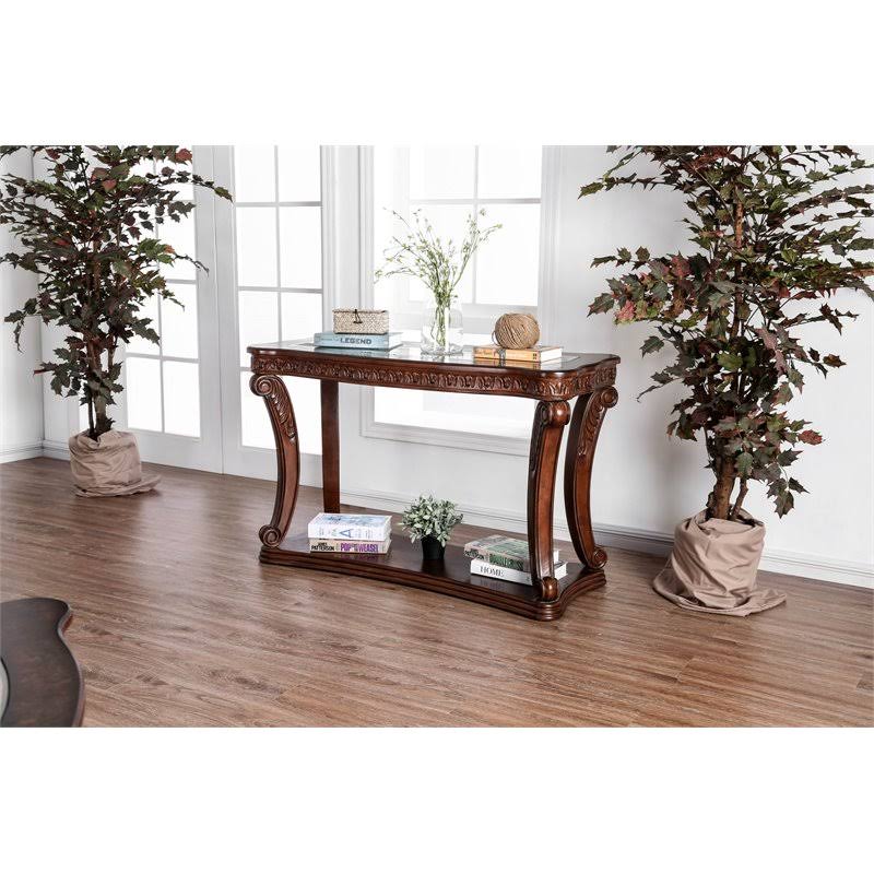 Dark Oak Wood Open Shelf Sofa Table N885