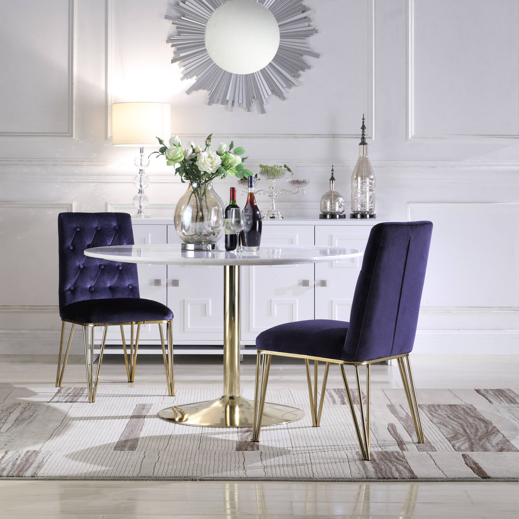 Navy Velvet Tufted Dining Chair Set of 2 G397117