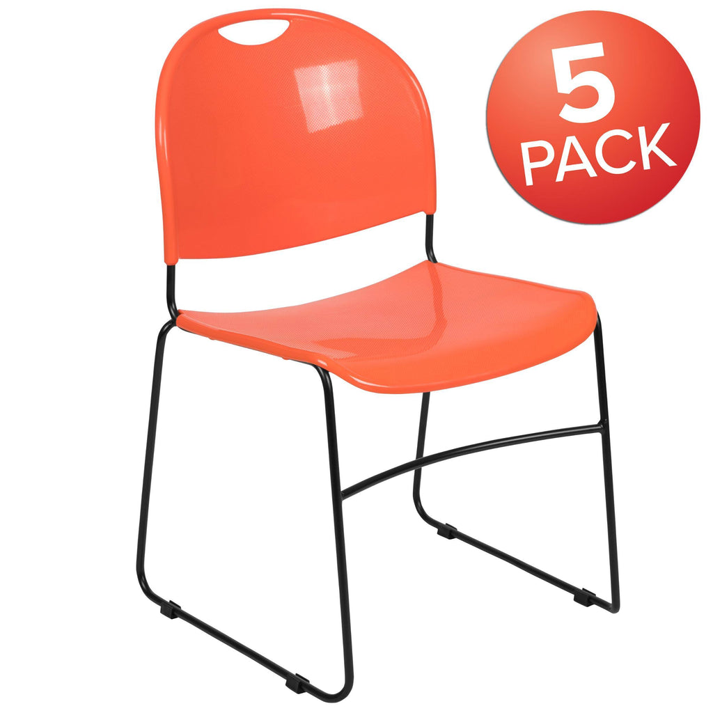 Green Ultra-Compact Stack Chair with Black Powder Coated Frame U16163