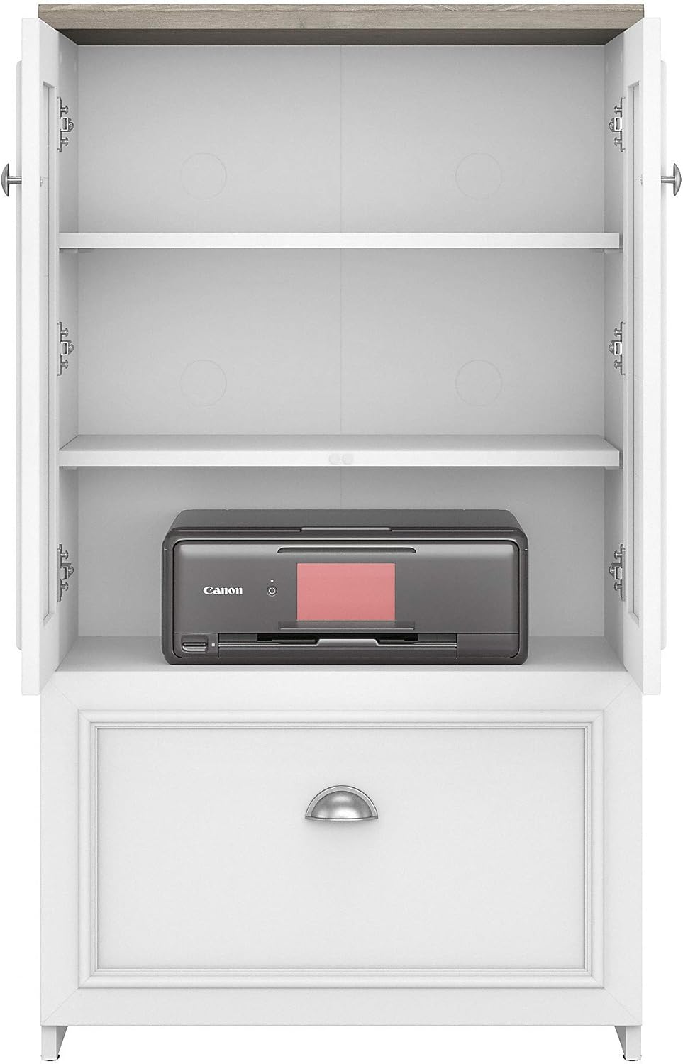 Shiplap Gray Pure White Lateral File Storage Cabinet P4930