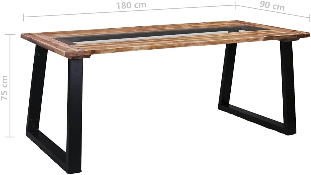 Solid Acacia Wood and Glass Dining Table I51199