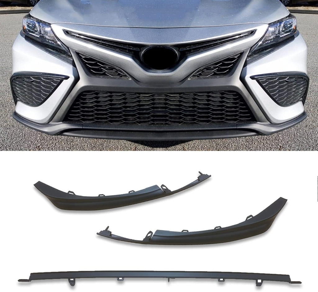 Front Bumper Lip Spoiler Splitter Air Dam Chin Diffuser Deflector 2021 2022 Toyota Camry SE XSE Matte Black 3PCS I131